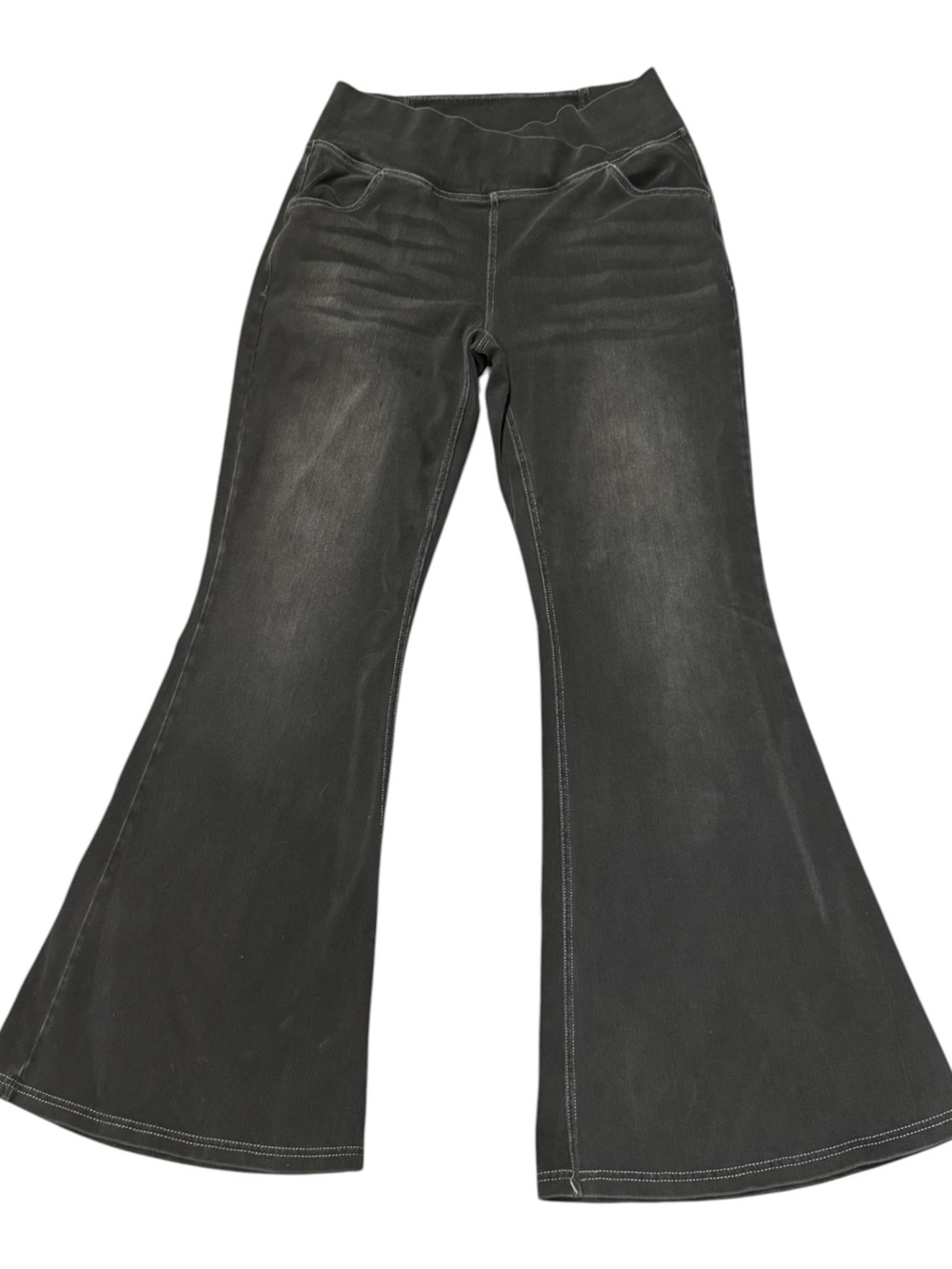 Halara Flex™ High Waisted Crossover Pocket Washed Blk Casual Flare Jeans, size L - Picture 2 of 12